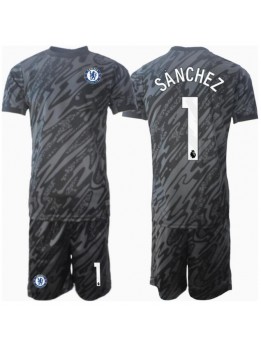Chelsea Robert Sanchez #1 Målvakt Replika Borta Kläder Barn 2024-25 Kortärmad (+ byxor)